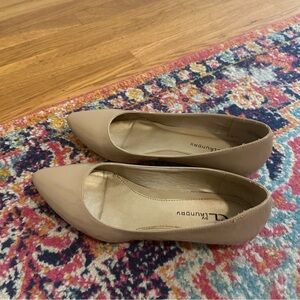 Nude kitten heel ballet shoe with pointed toe